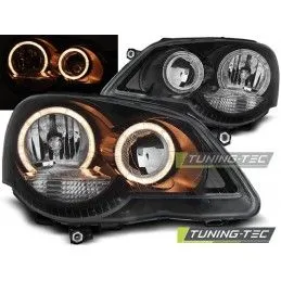 HEADLIGHTS ANGEL EYES BLACK fits VW POLO 9N3 04.05-09, Polo IV 9N/9N3 01-09