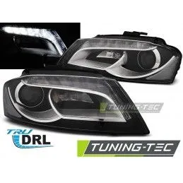 HEADLIGHTS TRUE DRL BLACK fits AUDI A3 8P 08-12, A3 8P 03-08