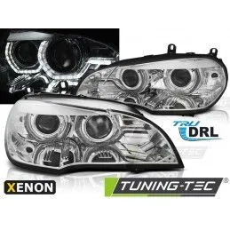 XENON HEADLIGHTS ANGEL EYES LED DRL CHROME fits BMW X5 E70 07-10, Eclairage Bmw