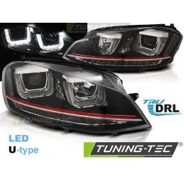 HEADLIGHTS U-LED LIGHT DRL BLACK RED LINE fits VW GOLF 7 11.12-17, Golf 7