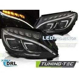 HEADLIGHTS TRUE DRL BLACK fits MERCEDES W205 14-18, Mercedes