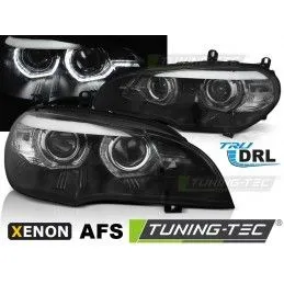 XENON HEADLIGHTS ANGEL EYES LED DRL BLACK AFS fits BMW X5 E70 07-10, Bmw