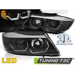 HEADLIGHTS ANGEL EYES LED 3D BLACK fits BMW E90/E91 05-08, Eclairage Bmw