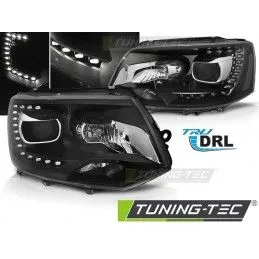 HEADLIGHTS TRUE DRL BLACK fits VW T5 2010-15, Eclairage Volkswagen