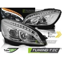 HEADLIGHTS TUBE LIGHT CHROME SEQ fits MERCEDES W204 07-10, Mercedes