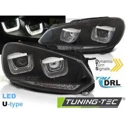 HEADLIGHTS U-LED LIGHT DRL BLACK SEQ fits VW GOLF 6 08-12, Volkswagen