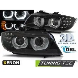 XENON HEADLIGHTS ANGEL EYES LED DRL BLACK fits BMW E90/E91 09-11, Eclairage Bmw