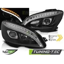 HEADLIGHTS TUBE LIGHT BLACK SEQ fits MERCEDES W204 07-10, Eclairage Mercedes