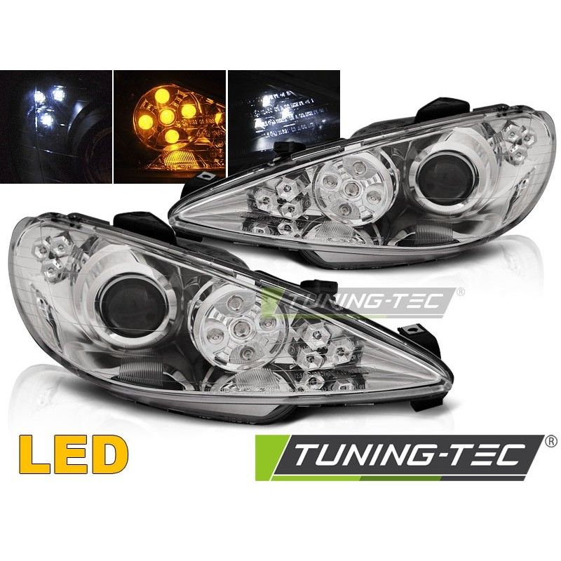 PEUGEOT 206 02-ANGEL EYES CHROME LED, Eclairage Peugeot