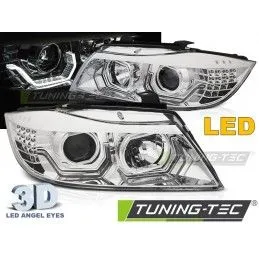 HEADLIGHTS ANGEL EYES LED 3D CHROME fits BMW E90/E91 05-08, Eclairage Bmw