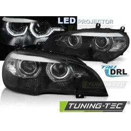 LED HEADLIGHTS ANGEL EYES LED DRL BLACK fits BMW X5 E70 07-13 (XENON OEM), Nouveaux produits tuning-tec