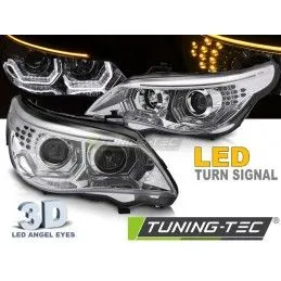 HEADLIGHTS ANGEL EYES LED 3D CHROME fits BMW E60 E61 03-07, Nouveaux produits tuning-tec