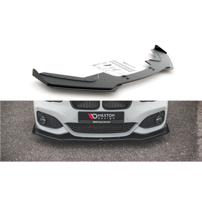 Maxton Racing Durability Front Splitter V.3 + Flaps for BMW 1 F20 M-Pack Facelift / M140i Black + Gloss Flaps , MAXTON DESIG