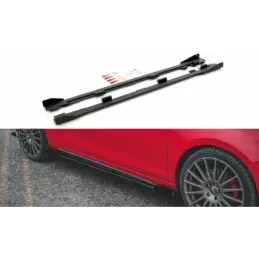 Maxton Racing Durability Side Skirts Diffusers + Flaps Volkswagen Golf GTI Mk6 Black-Red + Gloss Flaps, MAXTON DESIGN