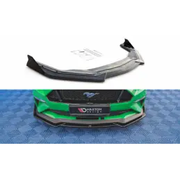 Maxton Front Splitter V.1 + Flaps Ford Mustang GT Mk6 Facelift Gloss Black, MAXTON DESIGN