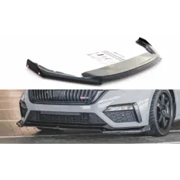 Maxton Front Splitter V.2 + Flaps Skoda Octavia RS Mk4 Gloss Black, MAXTON DESIGN