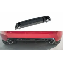 Maxton Rear Valance + Exhaust Ends Imitation Peugeot 308 GT Mk2 Facelift Gloss Black \ Chrome, MAXTON DESIGN