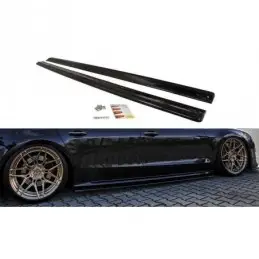 Maxton Side Skirts Diffusers Audi S8 D4 FL Gloss Black, A8/S8 D4